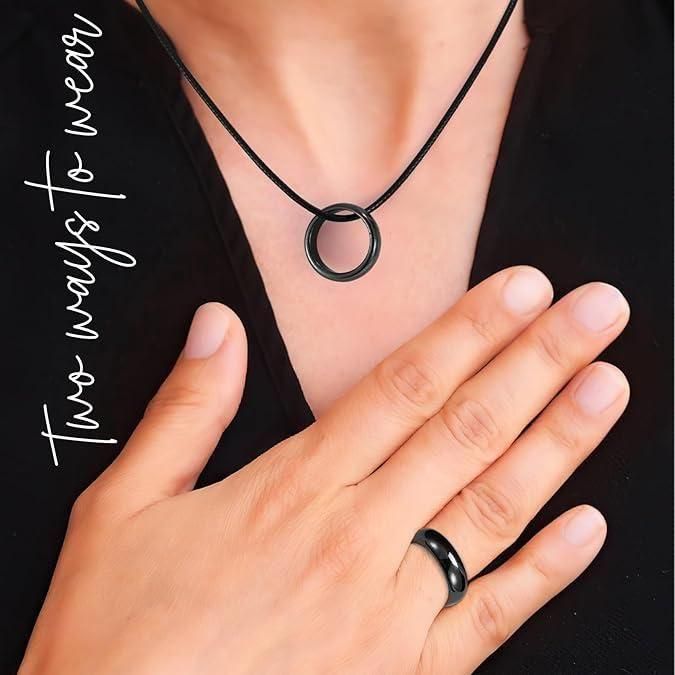 Stay Calm & Stylish with the Unisex Black Anxiety Balance Stone Ring!