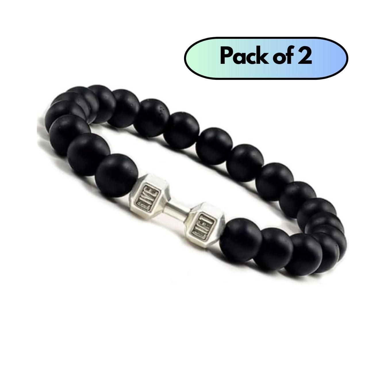 Black Matte Agate Onyx Beads Bracelet (Pack of 2) – Stylish & Healing Energy Protection Bracelet for Men & Women