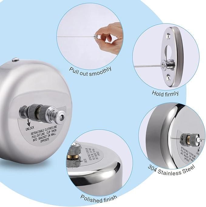 Stainless Steel Retractable Clothesline – Space-Saving Indoor & Outdoor Dryer