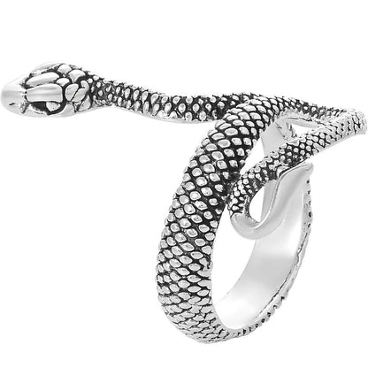 Stylish Silver & Black Snake Ring for Women & Girls – Adjustable Gothic Jewelry