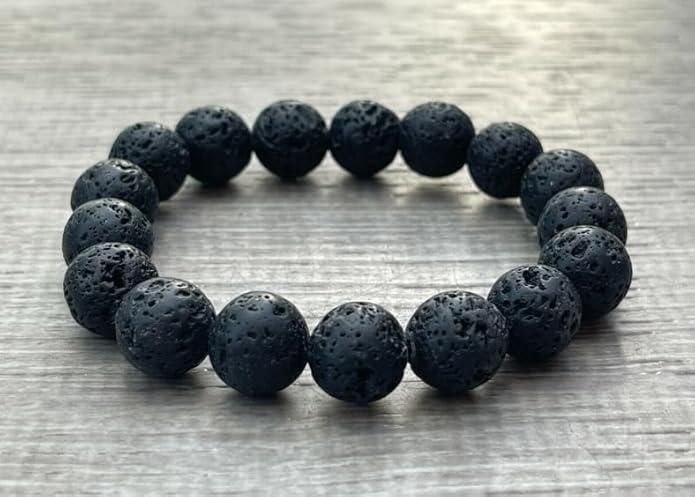 Natural Lava Rock Bracelet – Healing Volcanic Stone Energy Beads Bracelet for Men & Women