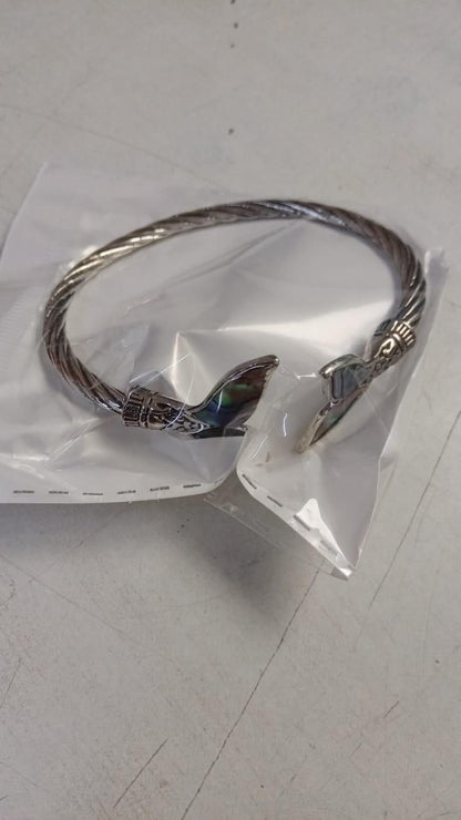 Dive into Elegance with the Abalone Shell Mermaid Tail Bangle Bracelet