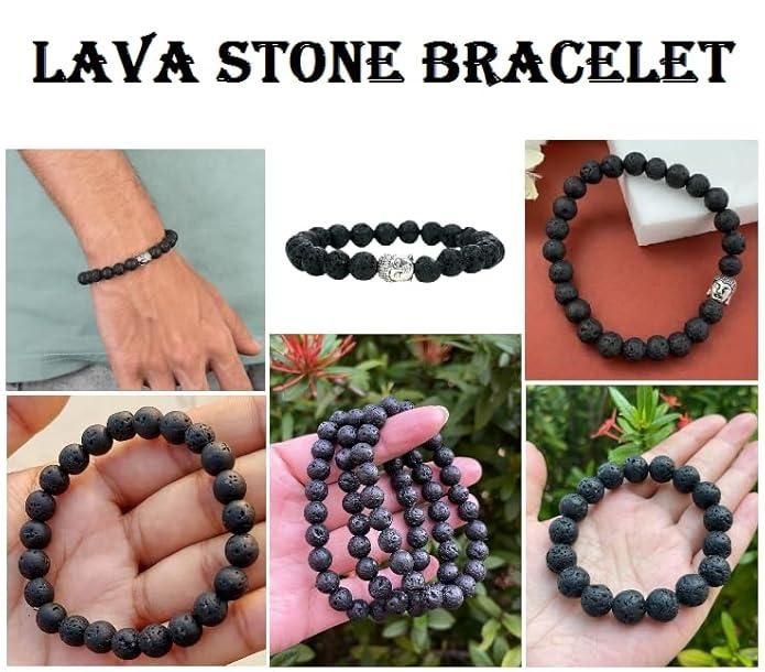 Natural Lava Rock Bracelet – Healing Volcanic Stone Energy Beads Bracelet for Men & Women