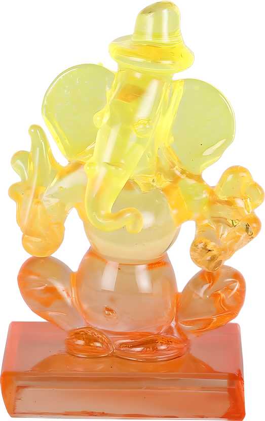 Twin Side Facing Ganesh Decorative Showpiece – Crystal Glass Idol (6 cm, Multicolor)