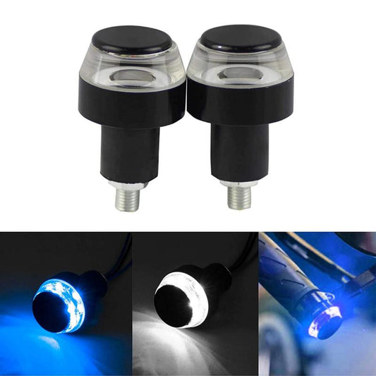 Bike Handlebar LED Turn Signal Indicators – Dual Color Bulbs (Set of 2, Blue)