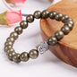 Unisex Pyrite Elastic Bracelet with Lucky Charm – Wealth & Protection Energy Healing Stone