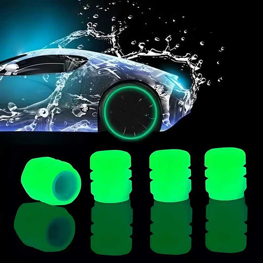 Luminous Tire Valve Stem Caps (4-Pack) – Blue LED ABS Caps for Car, SUV, Truck & Motorbike