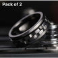 Stainless Steel Rings for Men (Pack of 2) - Stylish Black & Silver Celtic Design, Durable Adjustable Band, Perfect Gift for Boys & Men