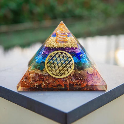 Seven Chakra Orgon Pyramid – Crystal Healing Energy Generator for Meditation & Positive Vibes