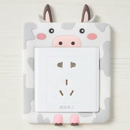 Cute Cartoon Power Socket Stickers – Assorted Colors (Pack of 4)