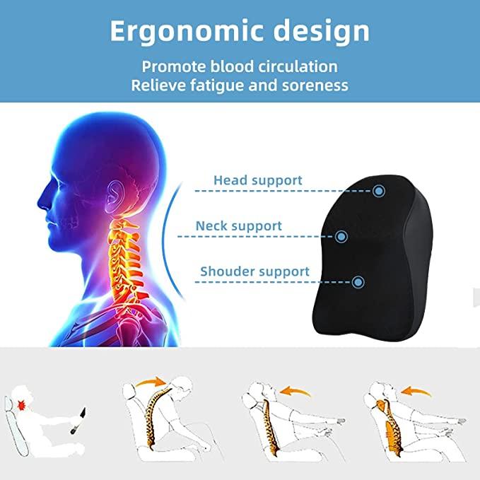 Car Seat Headrest Neck Rest Pillow – Ergonomic Memory Foam Cushion for Neck & Back Pain Relief