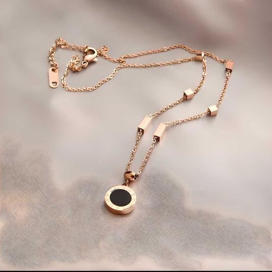 Rose Gold High-Quality Gold-Plated Stainless Steel Round Necklace – Elegant & Stylish Jewelry for Women