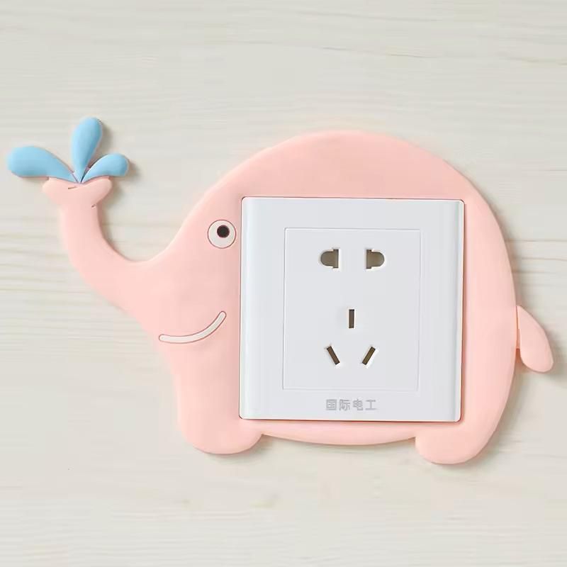 Cute Cartoon Power Socket Stickers – Assorted Colors (Pack of 4)