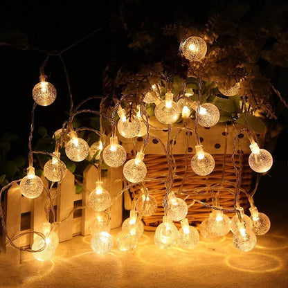 16 LED Crystal Ball String Lights – 3M Decorative Fairy Lights for Home, Festive & Outdoor Decor