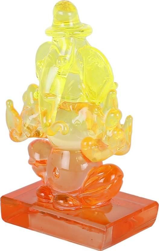 Twin Side Facing Ganesh Decorative Showpiece – Crystal Glass Idol (6 cm, Multicolor)