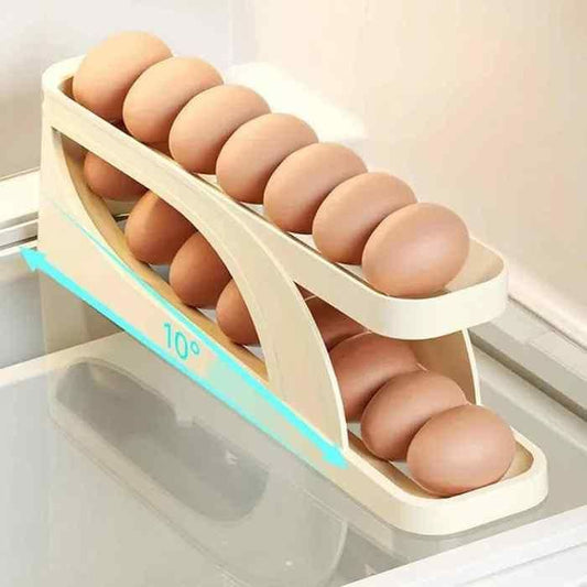 Automatically Rolling Egg Holder – Space-Saving Egg Dispenser for Fridge & Kitchen Storage