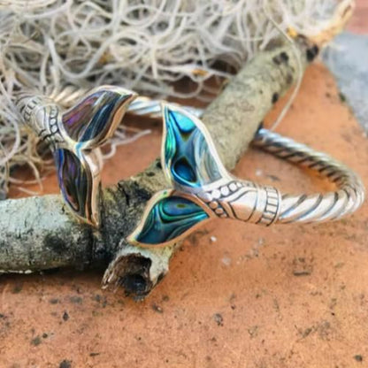 Dive into Elegance with the Abalone Shell Mermaid Tail Bangle Bracelet