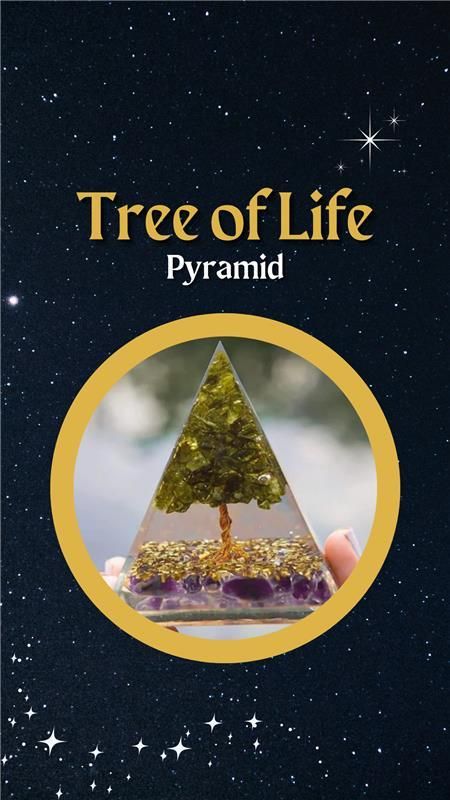 Tree of Life Peridot Orgon Pyramid – Healing Crystal Energy Generator for Positive Vibes & Meditation