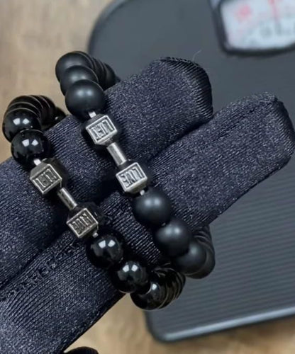 Black Matte Agate Onyx Beads Bracelet (Pack of 2) – Stylish & Healing Energy Protection Bracelet for Men & Women