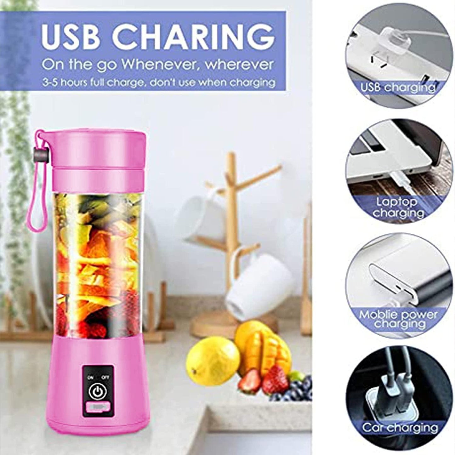 USB Rechargeable Bottle Blender Shaker – Portable Protein & Smoothie Mixer for Gym, Travel & Office