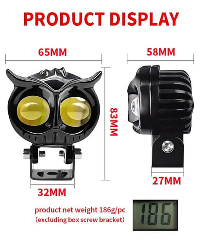 Owl-Shaped Motorcycle LED Fog Light – High-Intensity Waterproof Headlamp