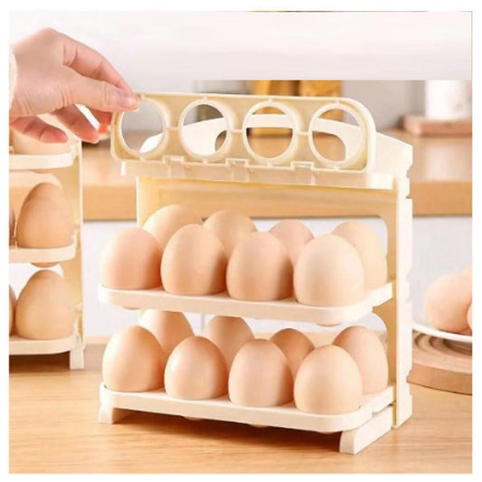 3-Layer Flip Egg Rack – Space-Saving Egg Storage Organizer