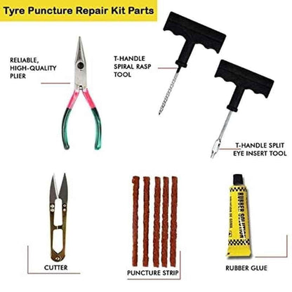 6-in-1 Universal Tubeless Tire Repair Kit – Heavy-Duty Puncture Plug Tool for Cars, Bikes & More