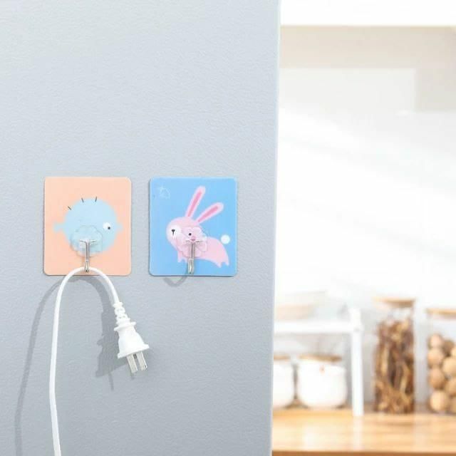 Cartoon Adhesive Wall Hooks – Strong & Reusable (Pack of 4)