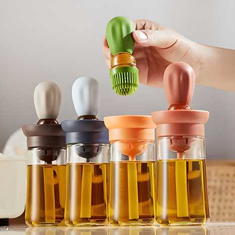 Oil Dispenser with Brush – 2-in-1 Silicone Basting Bottle for Cooking & BBQ